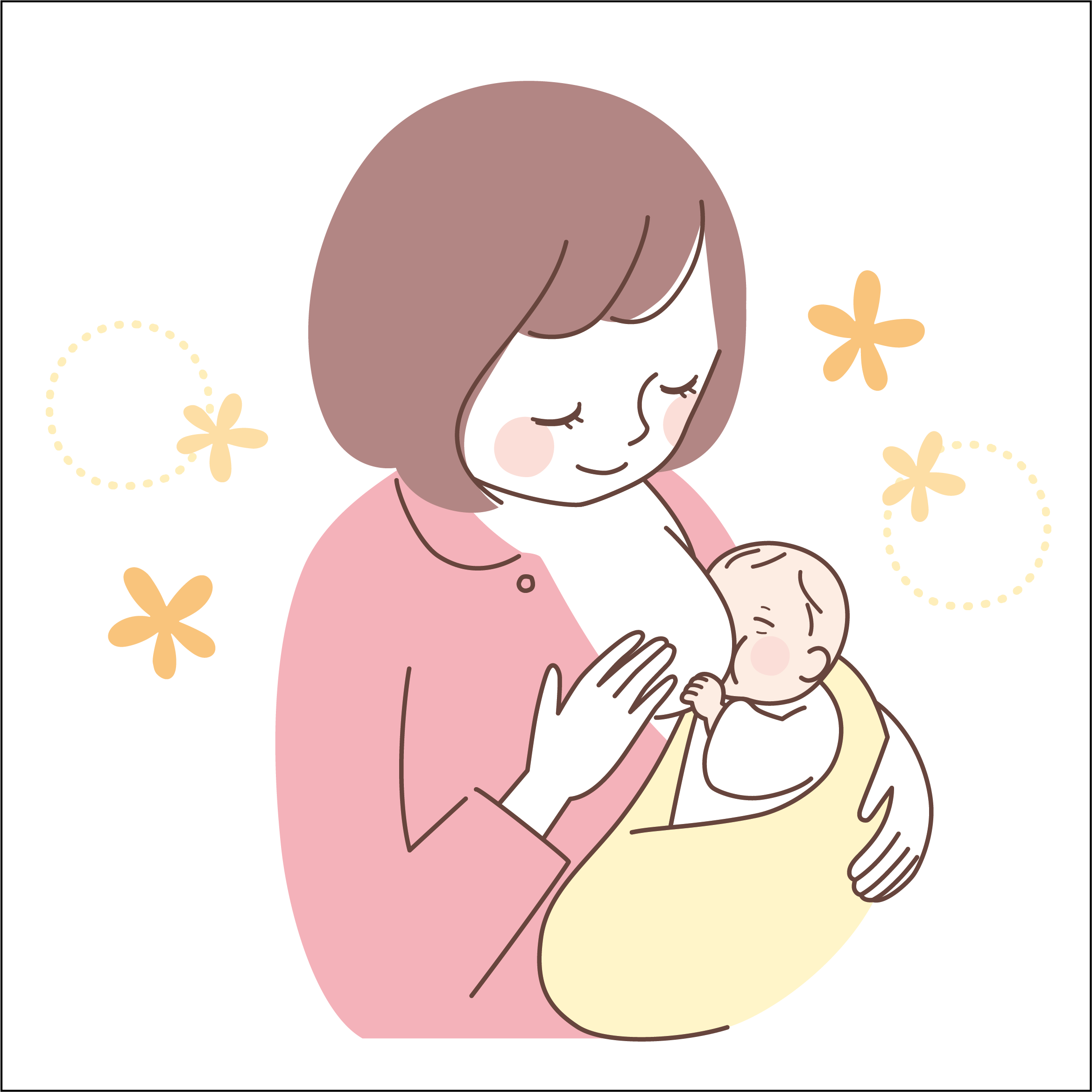 赤ちゃんに母乳をあげる母親