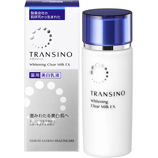 写真：トランシーノ薬用ホワイトニングクリアミルクEXのパッケージと製品