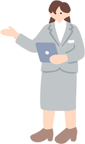 スーツを着て説明をする女性のイラスト