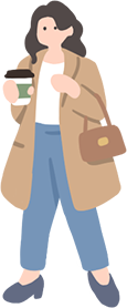 コーヒーカップを持つ女性のイラスト