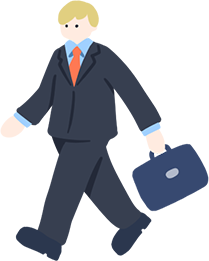 スーツを着て出社する男性のイラスト