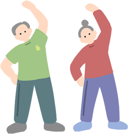 朝の体操をする夫婦のイラスト