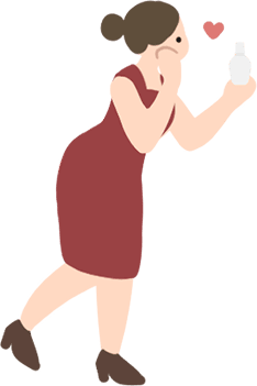 スキンケアをする女性のイラスト