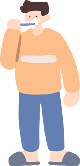 歯磨きをする親子のイラスト