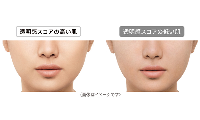 透明感スコアの高い肌　透明感スコアの低い肌　＜画像はイメージです＞
