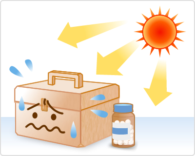 くすりの効果を保つため、高温・多湿・直射日光はNG