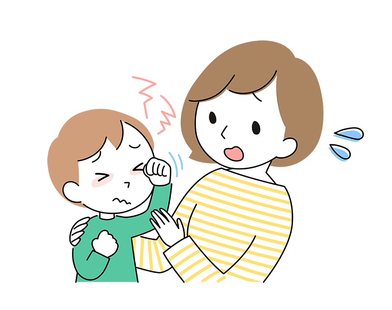 目の当たりを激しく擦っている幼稚園児。そばには「そんなにかかないで」と心配そうに宥めている30代母親