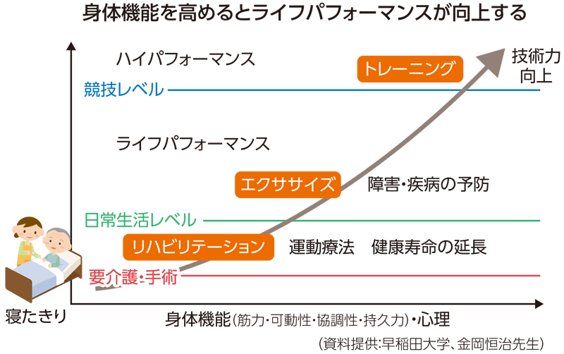 身体機能とライフパフォーマンスの関連性を示す図