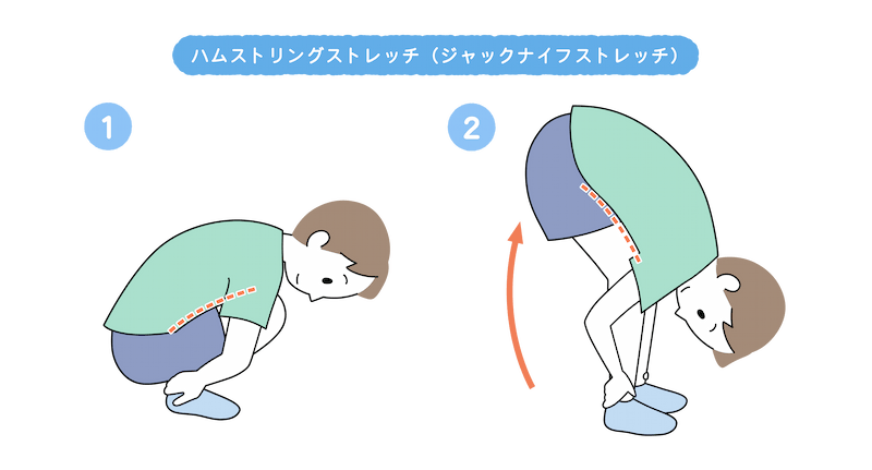 、ハムストリングストレッチ（ジャックナイフストレッチ）