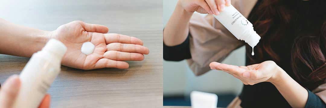 『トランシーノ』の乳液はすごく伸びが良いので10円玉大を目安に