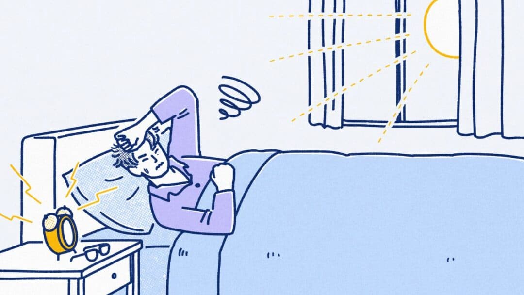 男性更年期で起きられない男性のイラスト