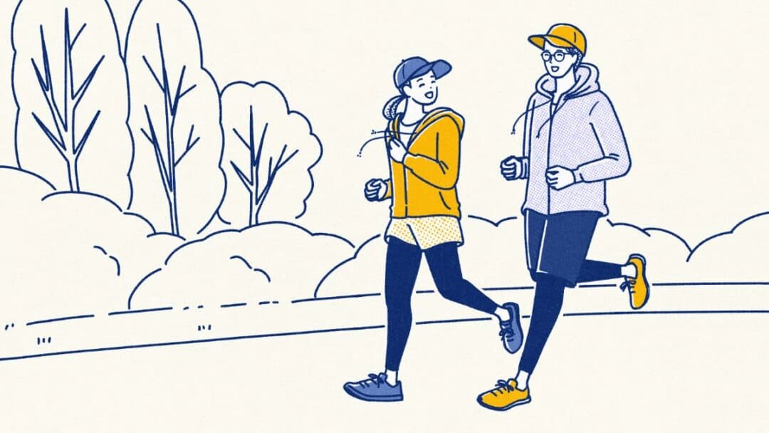 ジョギングをする男女のイメージイラスト