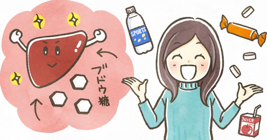 ブドウ糖を摂取することで血糖値が上がるイメージ