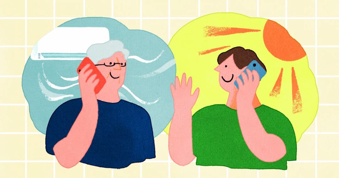 離れて暮らす高齢者の様子を確認するイラスト