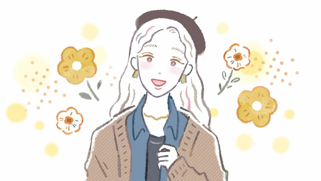 ストレスフリーに冷え対策をしている女性のイラスト