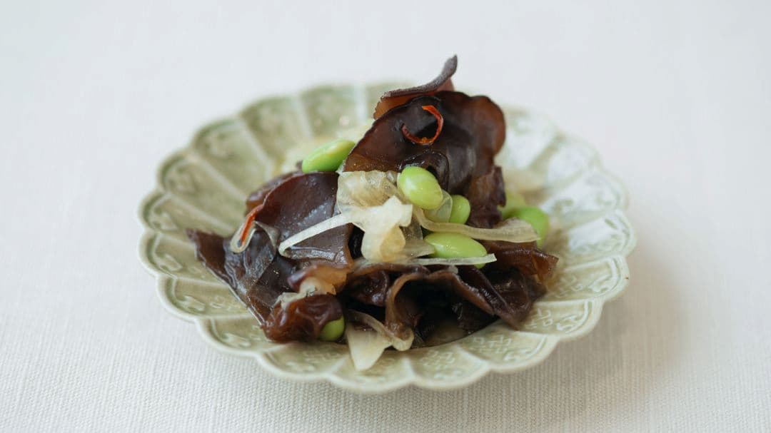 木耳(きくらげ)と枝豆の南蛮漬け
