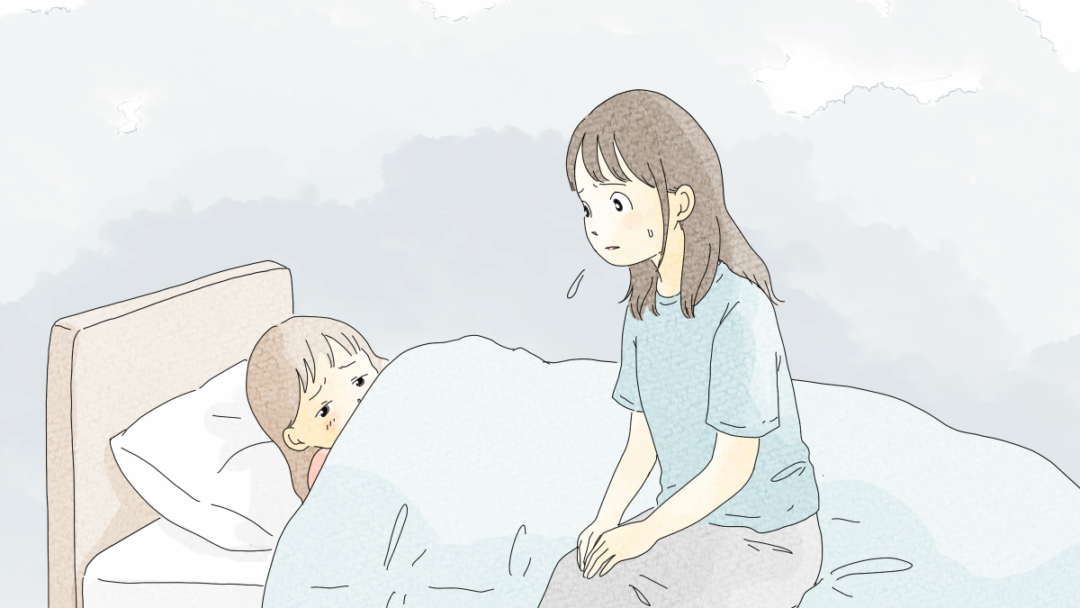 学校に行きたくないと朝起きられない子どもを心配して見つめる母