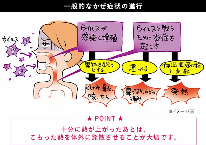 一般的なかぜ症状の進行（イメージ図）