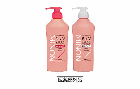 ミノン薬用ヘアシャンプー、薬用コンディショナーの製品画像