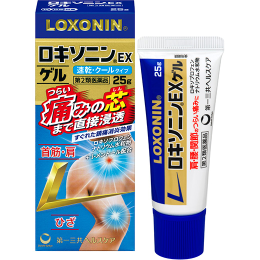 写真：ロキソニンEXゲルのパッケージと製品