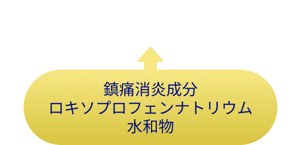 鎮痛消炎成分 ロキソプロフェンナトリウム水和物→痛みの原因物質(プロスタグランジン)の過剰産生