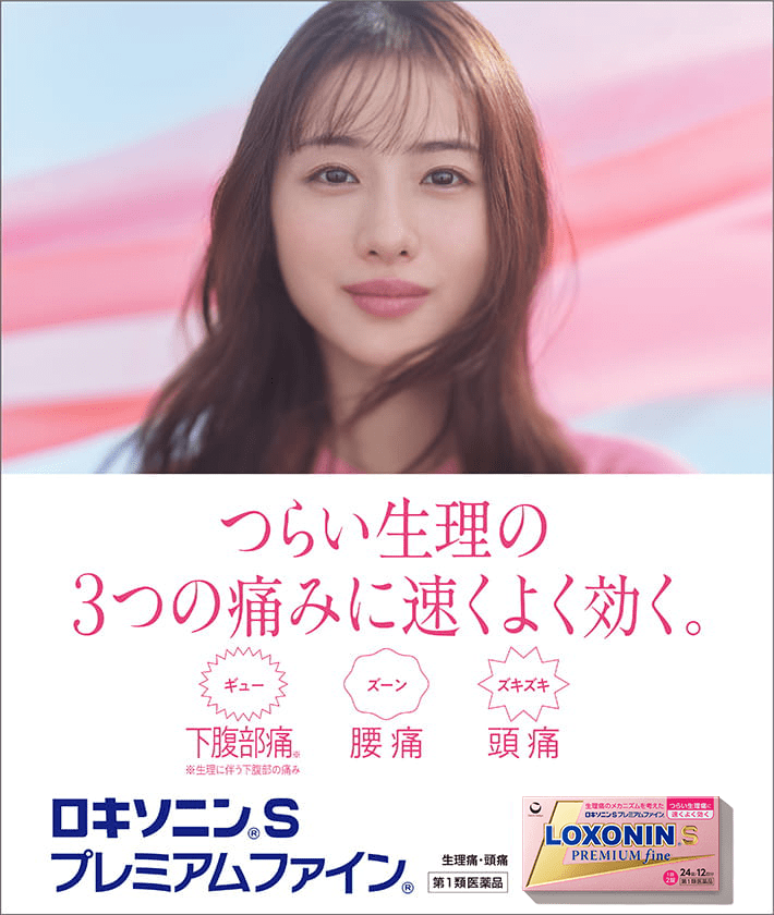 ロキソニンSプレミアムファイン つらい生理の3つの痛みに速くよく効く。