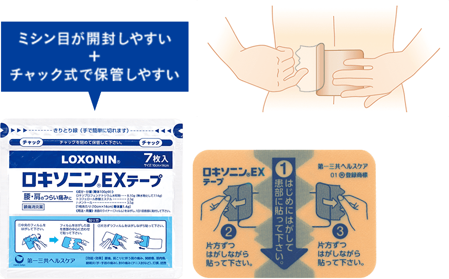 ミシン目が開封しやすい ＋ チャック式で保管しやすい