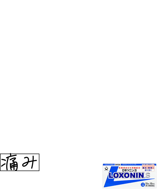 勉強に集中している時、急に頭が痛くなる・・ その頭痛はきっと、キミが真剣に未来に向き合っている証拠。 ロキソニンSは頑張る受験生を応援しています。 受験生の痛みにも、速くよく効くロキソニンS 未来に本気なキミを、痛みなんかにジャマさせない。