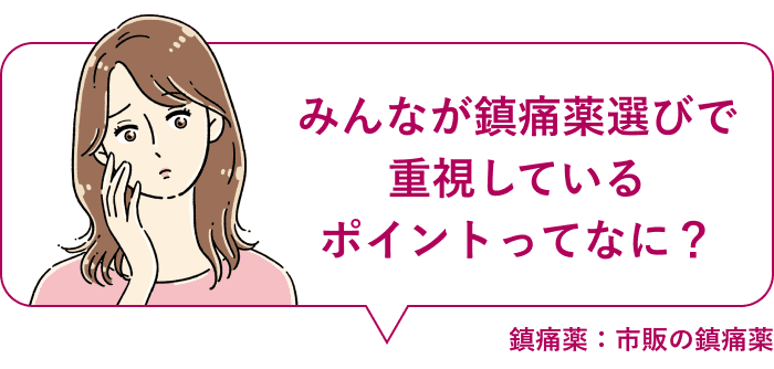 みんなが鎮痛薬選びで重視しているポイントってなに？ 鎮痛薬：市販の鎮痛薬