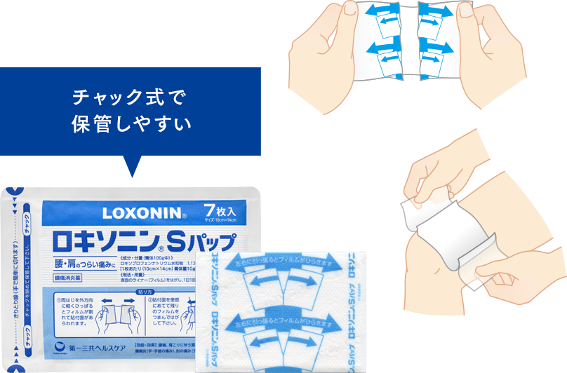 ロキソニンsパップ 製品情報 肩 腰 関節のつらい痛みに ロキソニンs外用薬シリーズ 第一三共ヘルスケア