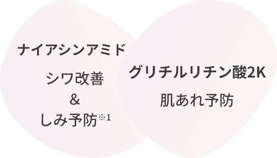 ナイアシンアミド　シワ改善＆しみ予防*1　グリチルリチン酸2K 肌あれ予防