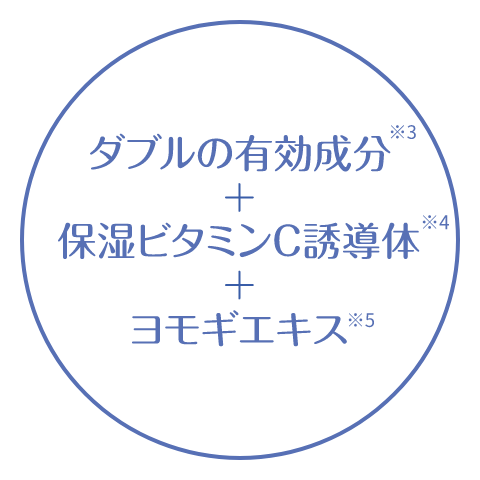 ダブルの有効成分+保湿ビタミンC誘導体+ヨモギエキス