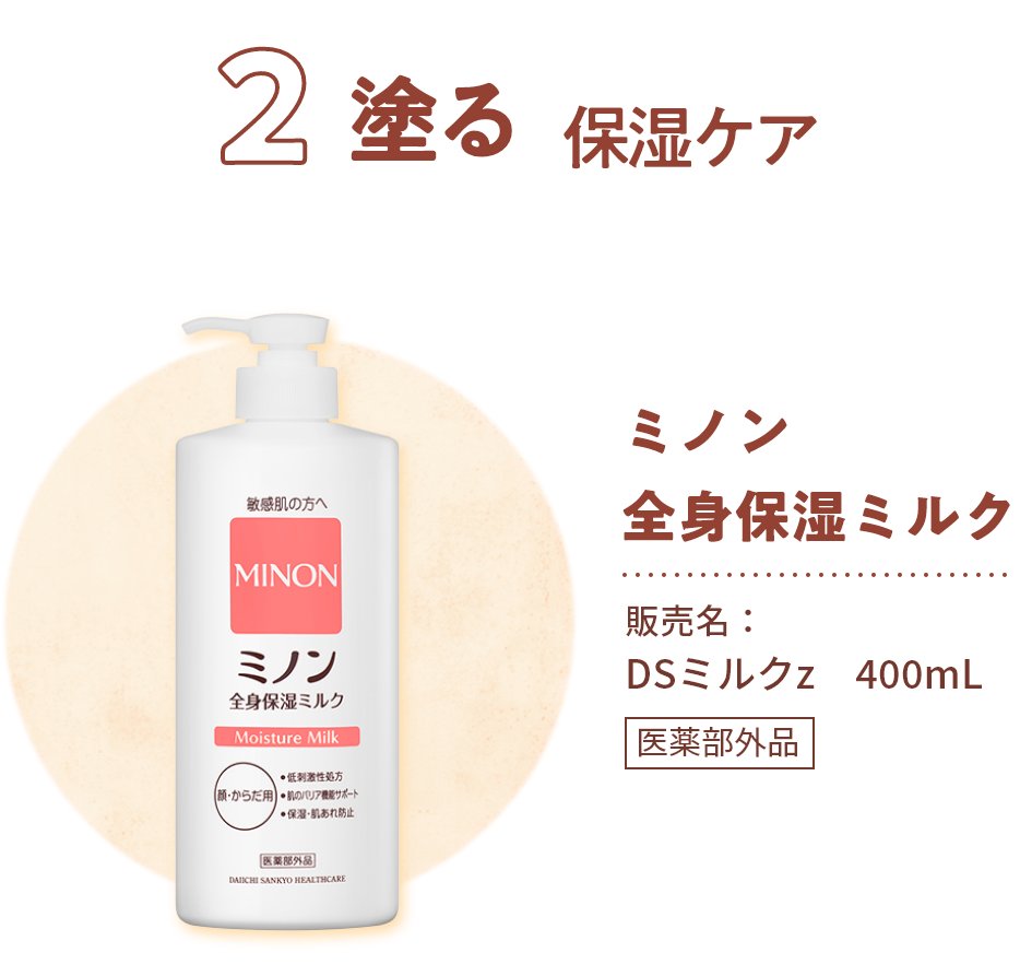 2塗る保湿ケア ミノン全身保湿ミルク 販売名：DSミルクz 400mL 医薬部外品