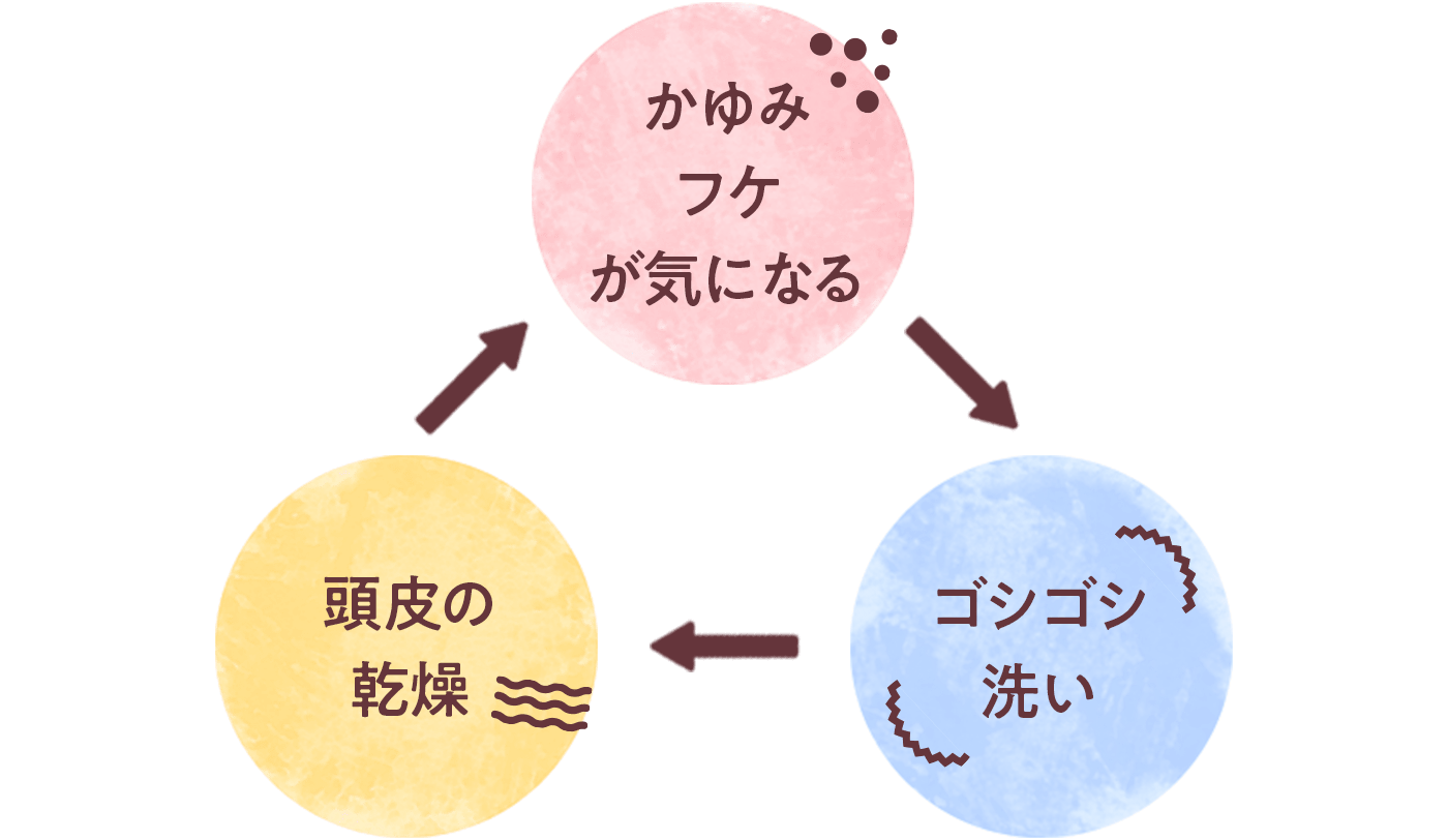 かゆみフケが気になる ゴシゴシ洗い 頭皮の乾燥
