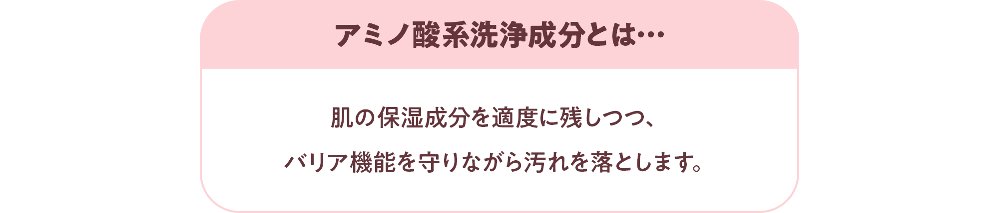 アミノ酸系洗浄成分とは… 肌の保湿成分を適度に残しつつ、バリア機能を守りながら汚れを落とします。