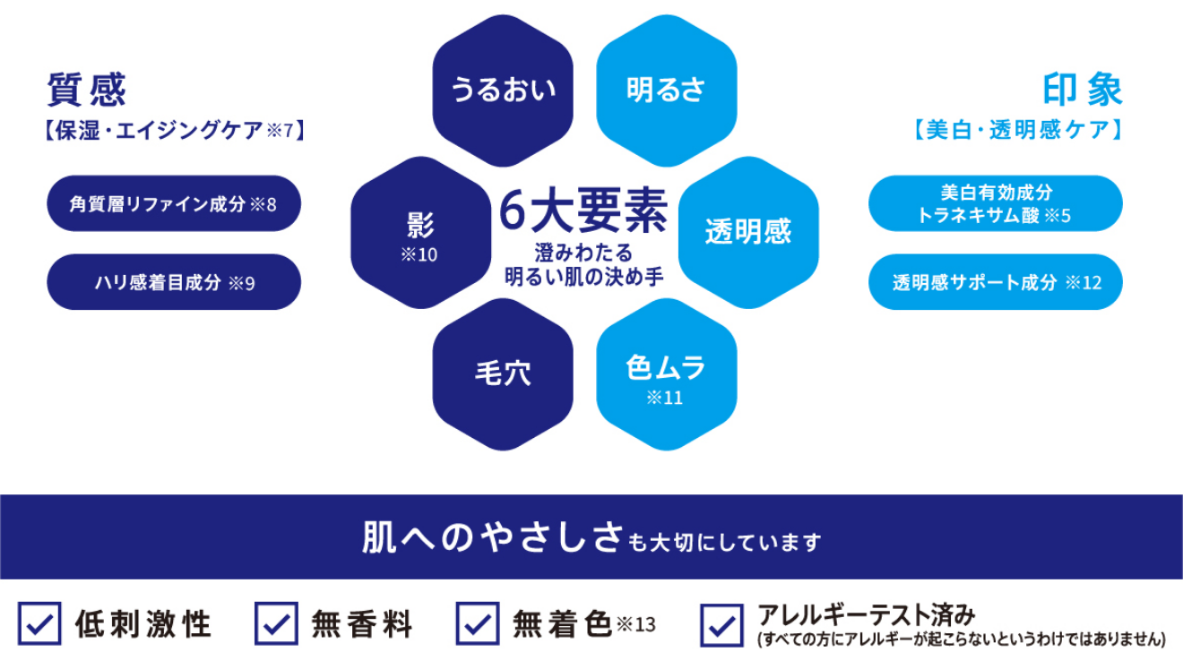 6大要素 澄みわたる明るい肌の決め手 図